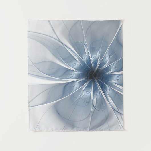 柔らかく優しい青色フラクタルファンタジーフラワーcu タペストリー (正面)
