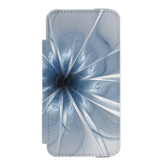 柔らかく優しい青色フラクタルファンタジーフラワーcu incipio iPhoneウォレットケース (フォリオ 正面)