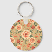 柔らかく威厳のあるほこりっぽいピンクフローラヴィンテージパターン キーホルダー (裏面)