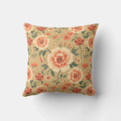 柔らかく威厳のあるほこりっぽいピンクフローラヴィンテージパターン クッション (裏面)