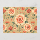 柔らかく威厳のあるほこりっぽいピンクフローラヴィンテージパターン ポストカード (正面)
