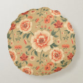 柔らかく威厳のあるほこりっぽいピンクフローラヴィンテージパターン ラウンドクッション (裏面)