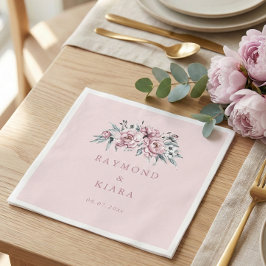 柔らかく抑えられた埃っぽいピンク結婚の牡丹 スタンダードカクテルナプキン