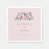 柔らかく抑えられた埃っぽいピンク結婚の牡丹 スタンダードカクテルナプキン (正面)