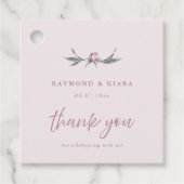 柔らかく抑えられた埃っぽいピンク結婚の牡丹 フェイバータグ (正面)