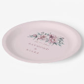 柔らかく抑えられた埃っぽいピンク結婚の牡丹 ペーパープレート (アングル)