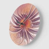 柔らかく柔らかいフラクタルファンタジーの花 ラージ壁時計 (傾斜)
