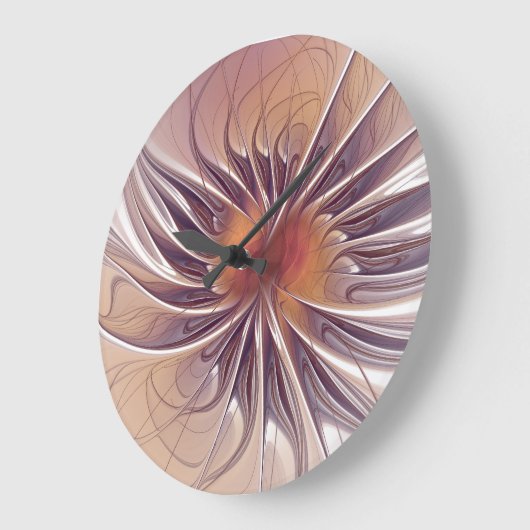 柔らかく柔らかいフラクタルファンタジーの花 ラージ壁時計 (傾斜)