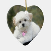 柔らかく白い犬 セラミックオーナメント (右)