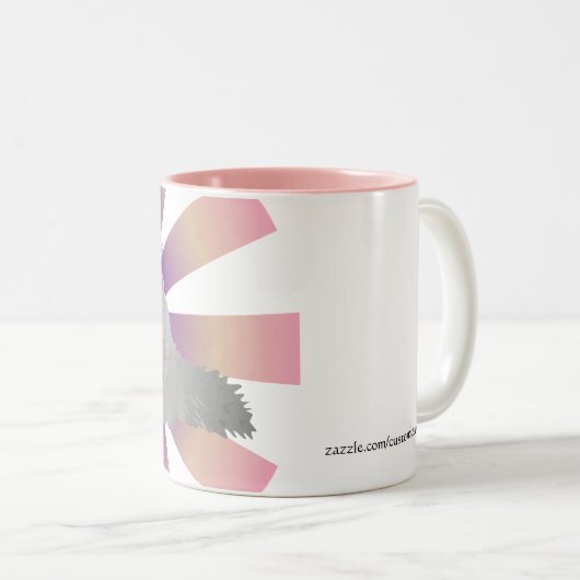 柔らかく白い猫のマグ ツートーンマグカップ (正面右)