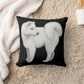 柔らかく白いSamoyed犬の枕 クッション (ブランケット)