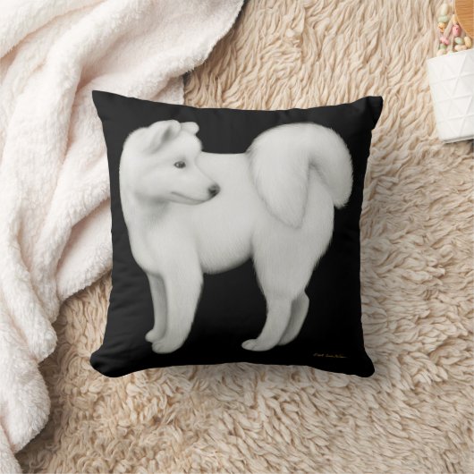 柔らかく白いSamoyed犬の枕 クッション (ブランケット)