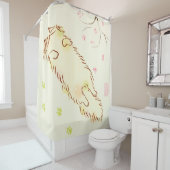 柔らかく眠い猫のプラム花 シャワーカーテン (インサイチュ)