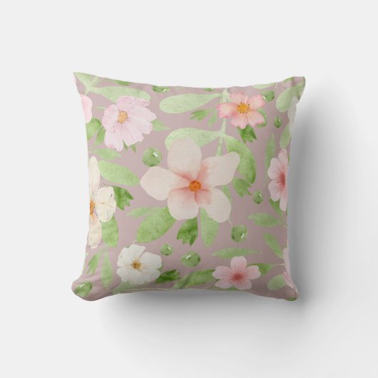 柔らかく繊細でパステルエレガントフローラルパターン クッション (正面)