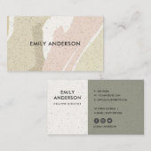 柔らかく繊細なピンクのグレーのモダン抽象芸術アートウェーブ 名刺 (正面/裏面)