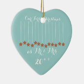 柔らかく青いハートの初めてのクリスマスは一緒に飾ります セラミックオーナメント (右)