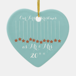 柔らかく青いハートの初めてのクリスマスは一緒に飾ります セラミックオーナメント