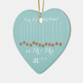 柔らかく青いハートの初めてのクリスマスは一緒に飾ります セラミックオーナメント (左)