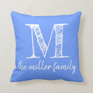 柔らかく青くカスタムでモノグラムのな家族の枕 クッション