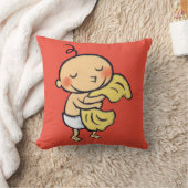 柔らかく黄色い毛布を抱き締めているベビー クッション (ブランケット)