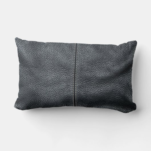 柔らかさによってステッチされる黒い革穀物の一見 ランバークッション (裏面)