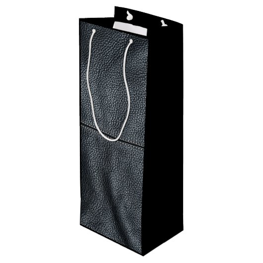 柔らかさによってステッチされる黒い革穀物の一見 ワインギフトバッグ (裏面アングル)