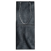 柔らかさによってステッチされる黒い革穀物の一見 ワインギフトバッグ (裏面)