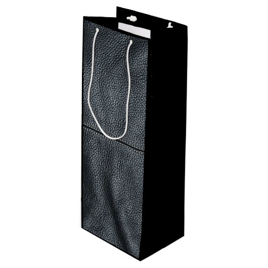 柔らかさによってステッチされる黒い革穀物の一見 ワインギフトバッグ (正面アングル)