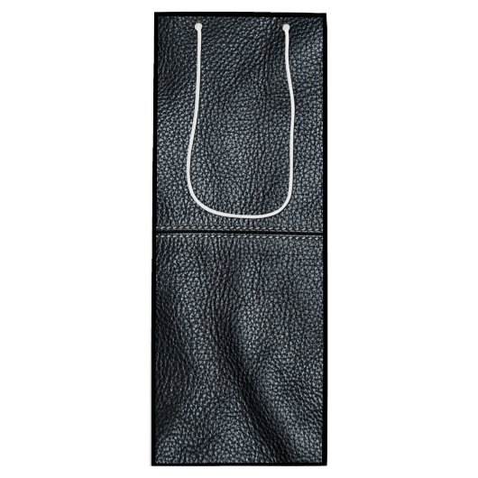 柔らかさによってステッチされる黒い革穀物の一見 ワインギフトバッグ (正面)