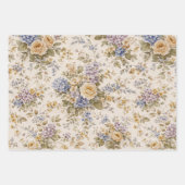 柔らかなアイボリーの庭の花開き ラッピングペーパーシート (正面)