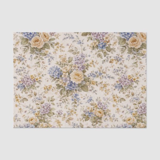 柔らかなアイボリーの庭の花開き 薄葉紙 (正面)