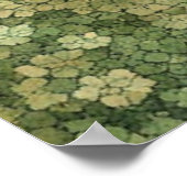 柔らかなグリーンとベージュの花柄テクスチャー ポスター (角)