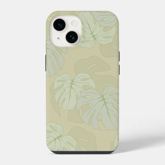 柔らかなグリーンのモンステラの葉 iPhoneケース (裏面)