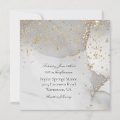 柔らかなグレーと輝くゴールドのモダンなウェディング 招待状 (裏面)