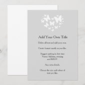 柔らかなグレーに白い蝶の招待状 招待状 (正面/裏面)