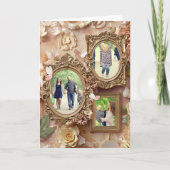 柔らかなゴールド バロック フラワーメモリーフレーム コラージュ シーズンカード (正面)