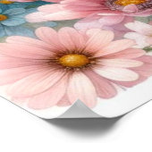 柔らかなパステルカラーの水彩画の色鮮やかな花 ポスター (角)