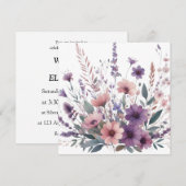柔らかなパステルカラーの花の水彩画 招待状 (正面/裏面)