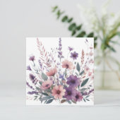 柔らかなパステルカラーの花の水彩画 招待状 (スタンド正面)