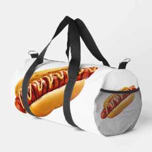 柔らかなパンに包まれたSlipperyJoe'sサマーBBQビホットドッグ ダッフルバッグ