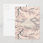柔らかなピンクの桜と富士山の風景パターン ポストカード (正面/裏面)