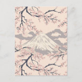 柔らかなピンクの桜と富士山の風景パターン ポストカード (正面)