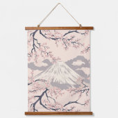 柔らかなピンクの桜と富士山の風景柄 吊り下げ型タペストリー (正面)