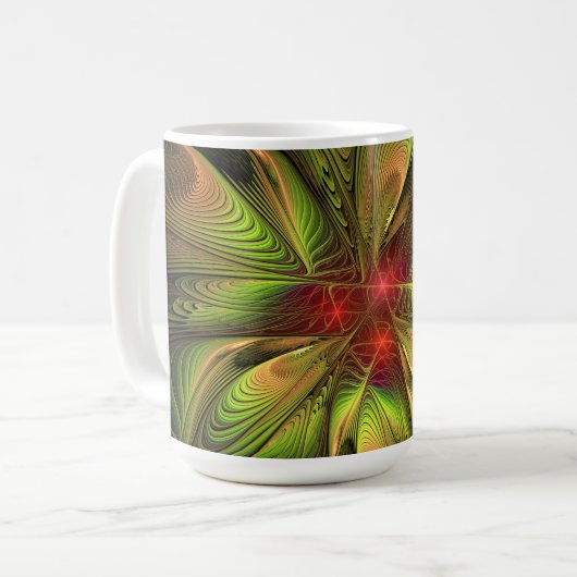 柔らかな優しさのフラクタル幻想の花 コーヒーマグカップ (正面左)