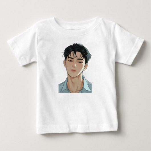 柔らかな印象の青年 ベビーTシャツ (正面)