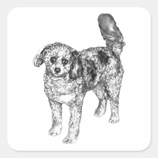 柔らかな毛の犬が明るい祭りのステッカーの喜びを分かち合う スクエアシール (正面)