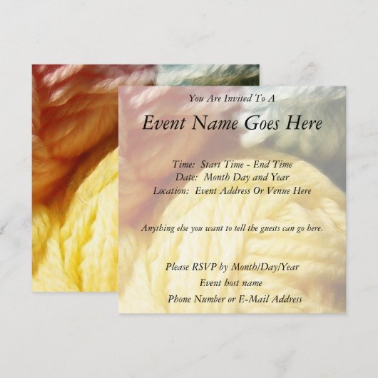 柔らかな毛糸の玉 招待状 (正面/裏面)