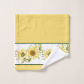 柔らかな水彩画のひまわり バスタオルセット (ウォッシュタオル)