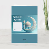 柔らかな水彩画のモスク ラマダーンの静けさ カード (裏面)