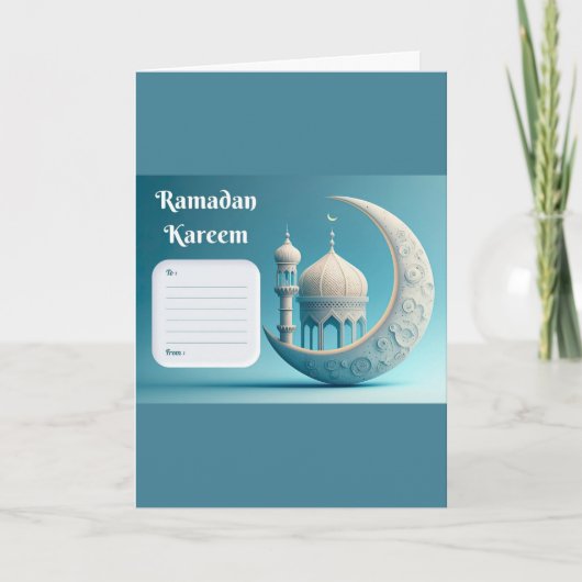 柔らかな水彩画のモスク ラマダーンの静けさ カード (正面)